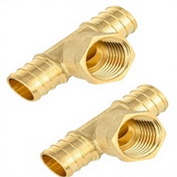Raccord en T hexagonal femelle 3/4"Pex X 3/4"Pex X 1/2" NPT (PEX1807502-2) |   Raccords de plomberie en laiton à sertir Pex ASTM F1807
