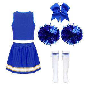Ensemble de tenue de danse de cheerleading pour filles de 6 à 16 ans, haut court et jupe assortis, pour les réunions sportives scolaires, les spectacles sur scène - Product Image 5