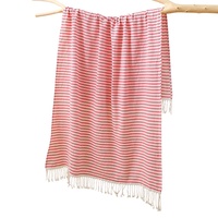 European American Modern 100*180 Summer Style Beach Towel Thin Stripes Turkish Seaside Play Wrap with Tassel Cross-Border