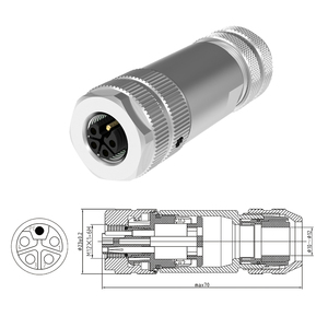 Enchufe de montaje de campo recto tipo tornillo de 5 pines M12 código L conectores de Metal macho hembra impermeables IP67 - Product Image 2