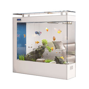 <span class=keywords><strong>Aquarium</strong></span> de sol en cube d'eau de luxe léger - Verre ultra-blanc, style ouvert, filtre intégré, éclairage LED, vidange à une touche - Product Image 5