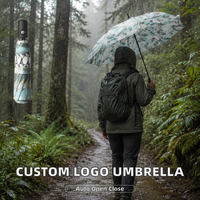Parapluie pliant 3 volets entièrement automatique 190T moderne avec impression de logo personnalisé, portable, imperméable, pour adultes, parapluie droit professionnel