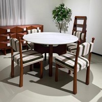 Chaise de salle à manger rétro française en bois de frêne, design pliable, accoudoirs, revêtement en tissu - Meuble en bois massif pour usage scolaire