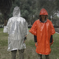 Poncho de pluie d'urgence imperméable réutilisable résistant aux intempéries pour le camping randonnée fournitures d'urgence Kits de survie