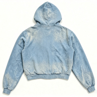 Vêtements en gros : Sweat à capuche zippé pour homme, personnalisé, coupe ample, grammage lourd, style streetwear vintage, délavé soleil et à l'acide