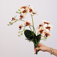 Vraie fleur d'orchidée de contact 2 branches avec des feuilles de haute qualité fleur blanche maison mariage décoration fausses fleurs orchidée artificielle