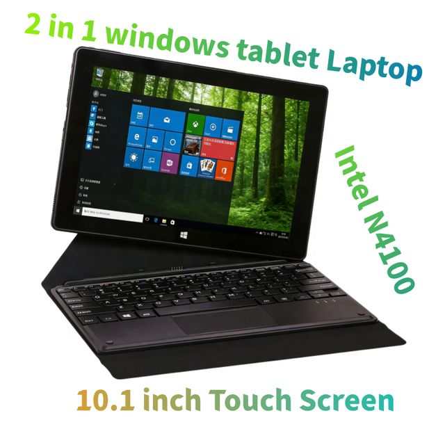 10.1 Inch Vibrant Touch Screen Intel N4100 Seamless 2MP + 2MP Camera Laptop-Tablet Switch 2 in 1 windows Tablet Laptop