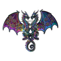 Broche Dragon à Deux Têtes Vintage Gothique en Alliage, Épingle Fantaisie Double Dragon, Badge de Revers, Bijou Cadeau pour Hommes et Femmes