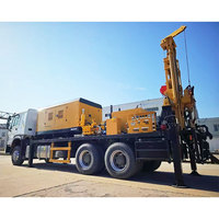 Équipement de forage géothermique monté sur camion, 300 m, avec compresseur d'air et pompe à boue double usage, pour forage de puits d'eau, motorisé sur véhicule