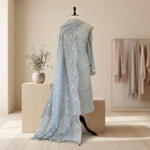 Élégant ensemble trois pièces non cousu en tissu Banarasi, comprenant un haut, un bas et un dupatta en textile tissé, idéal pour les occasions festives et spéciales. - Product Image 2
