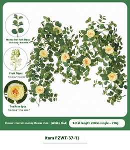 Venta directa de fábrica Camelia densa hoja de dinero vid Flor de seda Artificial arreglo de pared boda flores decorativas plantas - Product Image 6