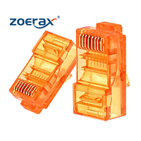 Connecteur de câble réseau RJ45 ZOERAX Cat6 UTP 8P8C sans traversée, plaqué or, en ABS, couleurs assorties pour câblage LAN