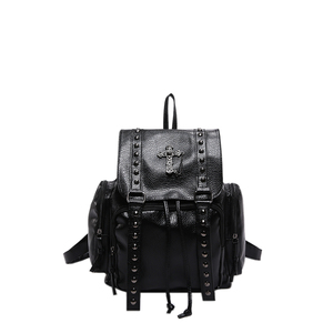 <strong>Women</strong> Fashion Backpack Multi Pocket <strong>Leather</strong> Student Laptop Shoulder Bag Punk Rivet <strong>Black</strong> Handbag for Rock Girls Travel <strong>Rucksack</strong> - Product Image 6