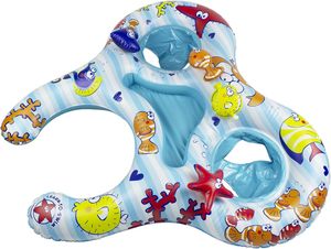 Bouée de piscine double pour bébé et enfant, avec anneau adulte intégré pour deux enfants, pour flotter ensemble - Product Image 3