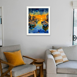 Kit <span class=keywords><strong>de</strong></span> peinture par numéros <span class=keywords><strong>de</strong></span> <span class=keywords><strong>paysage</strong></span> <span class=keywords><strong>de</strong></span> <span class=keywords><strong>bord</strong></span> <span class=keywords><strong>de</strong></span> <span class=keywords><strong>mer</strong></span> pour adultes-Bateaux portuaires <span class=keywords><strong>de</strong></span> bricolage au coucher du soleil 16x20 pouces, cadeaux d'art côtier sans cadre - Product Image 4