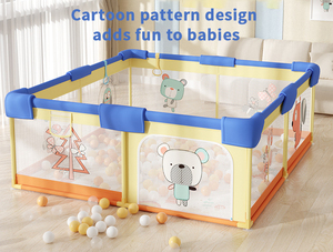 Parcs pour bébés avec portail Clôture de sécurité pliable Grand carré Portable Maille Lit de parc pour enfants Clôtures pour tout-petits Stylo de jeu d'intérieur Cour - Product Image 4