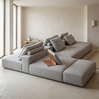 Sofa Pulau Modular Minimalis Italia dengan Tempat Duduk Dua Sisi, Sofa Ruang Tamu Berlapis Kain, Ukuran Kustom