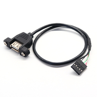 Câble de données USB 2.0 OEM avec connecteur femelle A vers USB 5 broches 2,54 mm à visser pour montage sur panneau, pour ordinateur et appareil photo