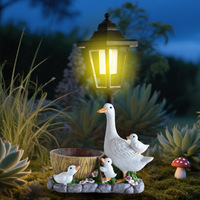 SE7ART BY-055 Grande Décoration Solaire en Résine en Forme de Canard Blanc, Écologique, Créative, pour Aménagement Paysager Extérieur