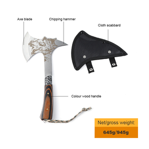 Bochen Thép Không Gỉ Rộng Cắm Trại Hatchet Nylon Vỏ Bọc Survival Hatchet Đôi Cạnh Tomahawk Màu Gỗ Xử Lý Tay Rìu - Product Image 3