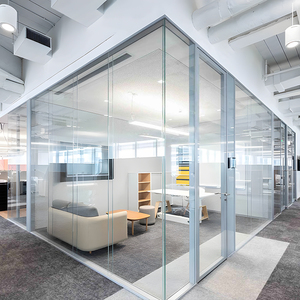 Nhôm khung Panorama văn phòng kính phân vùng chống cháy hấp thụ âm thanh bền freestanding tường dày - Product Image 5