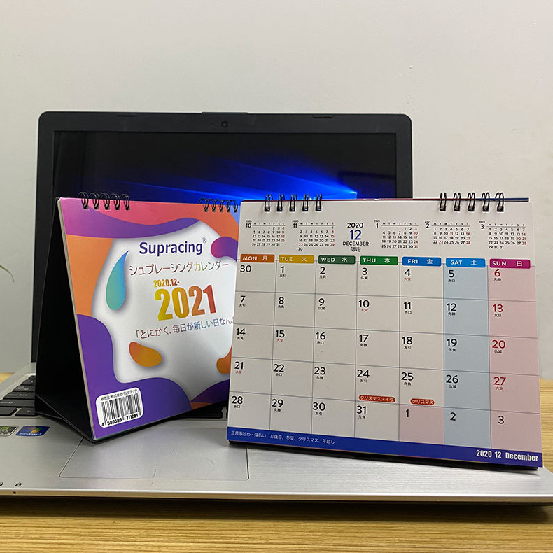 2021 пользовательский высококачественный Печатный полноцветный проводной связывающий картонный календарь для рабочего стола
