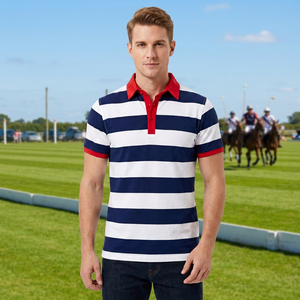 Chemise AERO pour homme à rayures, boutonnée, manches courtes, en coton Oxford, décontractée, avec logo frontal, infroissable, respirante, design tricoté - Product Image 4