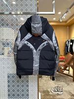 Veste de ski à capuche en laine épaisse patchwork monogramme pour homme, nouvelle collection 2026, version automne/hiver haut de gamme, pour le marché européen transfrontalier