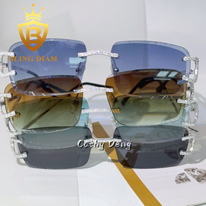 Occhiali da Sole Hip Hop con Lenti Colorate in Moissanite, Montatura in Argento 925 Senza Bordi, Superano il Test del Diamante, con Custodia - Product Image 2
