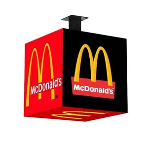 Affichage LED Cube 360 de McDonald's °   Boîte lumineuse publicitaire pour logo rouge et noir à montage mural extérieur - Product Image 1