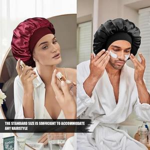 <span class=keywords><strong>Bonnet</strong></span> de nuit élégant et luxueux en satin de soie, <span class=keywords><strong>bonnet</strong></span> de sommeil double couche en soie pour hommes et femmes, <span class=keywords><strong>bonnet</strong></span> doux doublé de satin pour cheveux bouclés - Product Image 3