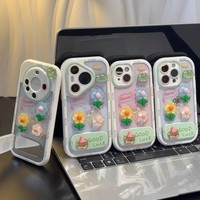 Coque de téléphone portable en TPU de qualité supérieure avec support, motif grenouille et fleurs, pour 17 Pro Max et P70, style Ins