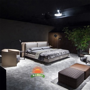 Ý Hiện Đại Thạc Sĩ Phòng Ngủ Giường Đồ Nội Thất Da Vua Kích Thước Thiết Kế Đầu Giường Thoải Mái Thiết Lập - Product Image 3