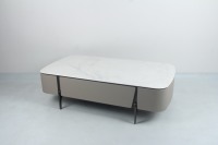 Grandes tables basses rectangulaires blanches d'acier inoxydable de Mdf de marbre de salon avec la fonction de stockage