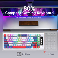 L400 Rainbow Lighting Wireless 3-mode Keyboard 81 Keys Supports 2.4G Wireless Connections Gaming Home Office Membrane Keyboard