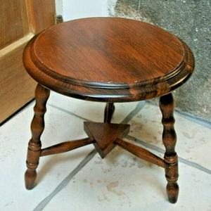 Taburete Bajo de Madera Vintage Barato con 3 Patas Estilo Boho Chic - Product Image 2