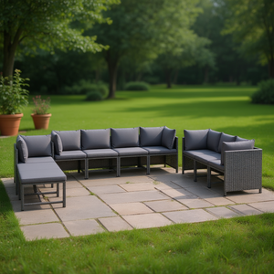 Set Lounge da Giardino in Rattan PE Antracite Grigio 10 Posti Arredamento da Esterno Contemporaneo Resistente alle Intemperie - Product Image 2