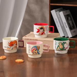<span class=keywords><strong>Tasse</strong></span> à café en céramique empilable One Piece, motif dessin animé, pour la maison, avec personnages Luffy, Zoro, Nami, Chopper – Idée cadeau - Product Image 2