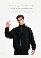 Veste zippée longue à col montant personnalisée, imprimée, épaisse, avec poches utilitaires doublées polaire pour homme, idéale pour le sport décontracté d'automne