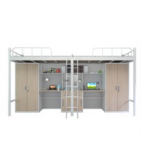 Lit superposé moderne pour étudiant avec bureau, bibliothèque, armoire, structure en métal, lit de dortoir