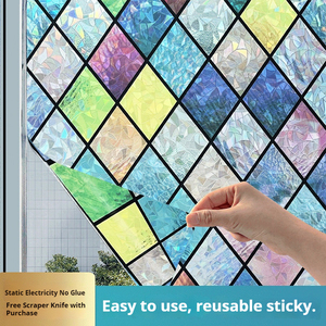 Vinilo Decorativo Geométrico Transparente para Ventanas, Película Esmerilada para <span class=keywords><strong>Baño</strong></span> con Función de Pasta Electrostática Impermeable y Antimanchas - Product Image 5