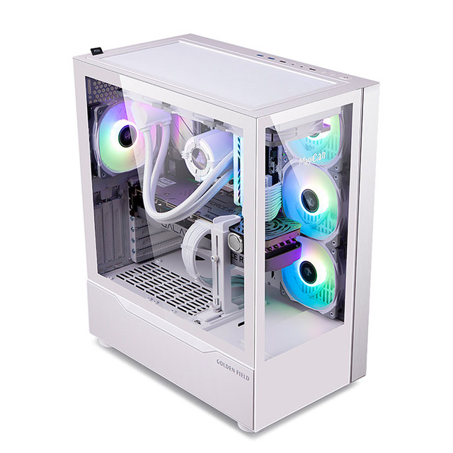Synology Dual Tempered Glass RGB Gaming ATX Full Tower Computer Case Gamer PC Cabinet with Fan for Desktop Application