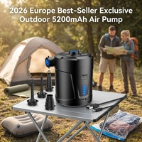 2026 Camping Gear Accessories Equipment 5200mAh Rechargeable Air Pump Outdoor USB Cable Inflator Bed Mattress Plastic Equipment
