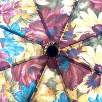 Parapluie rétro à fleurs imprimées, 3 plis, ouverture et fermeture automatiques, en pongé 190T avec poignée en bois et baleines en fibre de verre, idéal pour les voyages