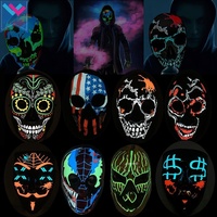 Masque LED Jour des Morts pour Adultes, Masques Lumineux pour le Visage, Costume de Fête d'Halloween pour Femmes et Hommes G25-527