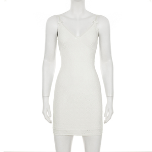 Vestido Mini Sexy con Tirantes Finos y Lazo, Diseño Recortado con Ojales, Ajustado al Cuerpo, Color Sólido para Mujer - Product Image 6
