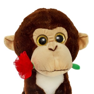 Customized Valentine's Day Gift Box Plush Monkey Toys With Rose In Mouse