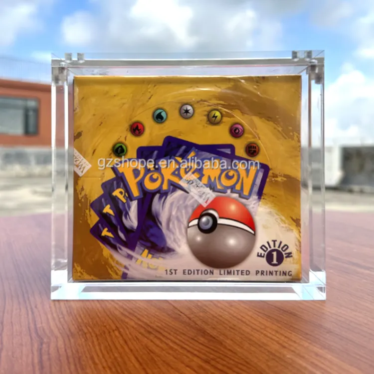 SHP alta calidad acrílico Pokemon Booster Box TCG Card Display Case Protector 1st Edition Cartas Pokemon Original Magnet ETB Case