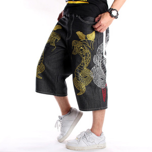 Venta al por mayor de los hombres pantalones <span class=keywords><strong>cortos</strong></span> de mezclilla de moda de verano Casual suelto Hip Hop pantalones vaqueros <span class=keywords><strong>cortos</strong></span> holgados para los hombres - Product Image 5