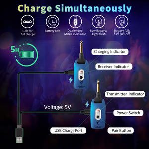 Système d'amplification de guitare électronique sans fil A9, émetteur-récepteur de basse électrique, 300 mAh, utilisation pour <span class=keywords><strong>piano</strong></span> électronique - Product Image 6